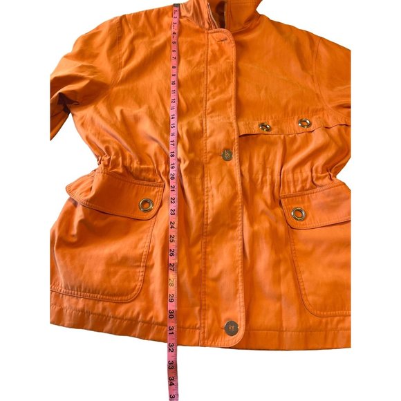 Larry Levine Vintage Outerwear Cinched Cargo Utility Jacket Orange Microfiber L - Picture 9 of 10